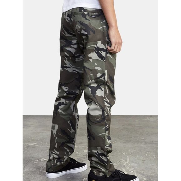 $50 RVCA Boy’s Weeday Stretch Pants Straight Fit Army Camo Jeans Size 28 - Picture 5 of 6